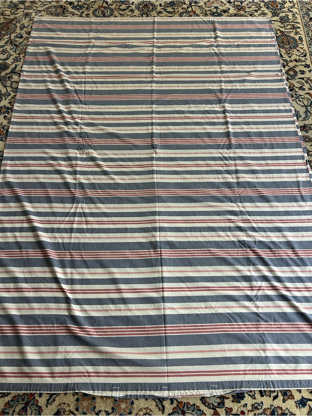 IKEA twin duvet cover red white blue stripes button closure 100% cotton